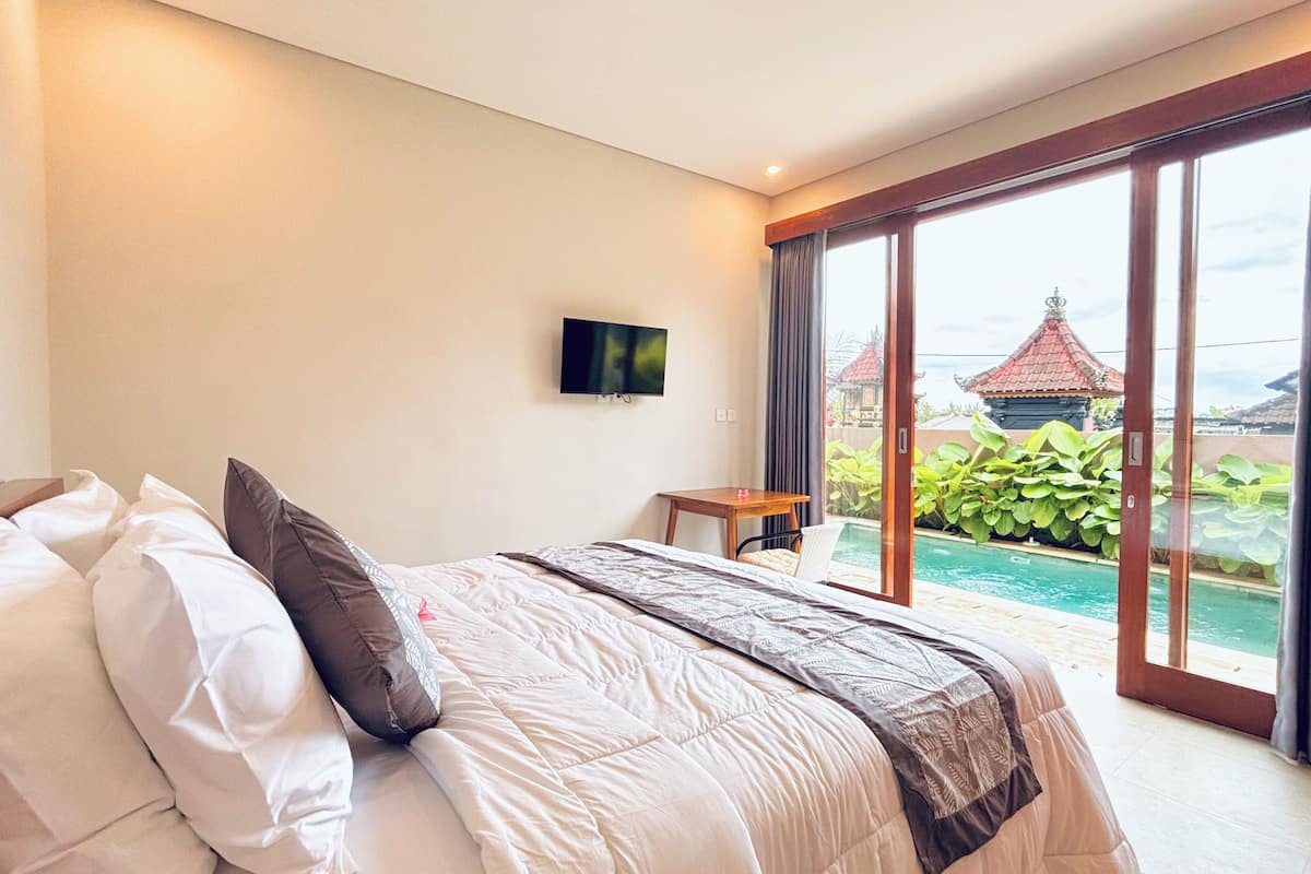 Vila superluxo, 1 quarto, cozinha americana, vista para a piscina | Vista do quarto