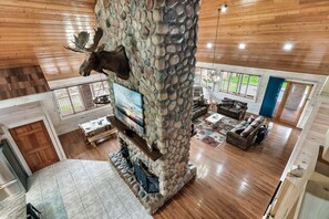 Smart TV, fireplace, video games, stereo