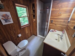 Dusche, Handtücher, Seife, Toilettenpapier