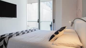 Apartment, 1 Bedroom, Balcony, City View | Premium bedding, down comforters, pillowtop beds, individually decorated
