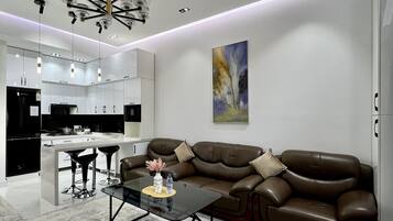 Blackout curtains, iron/ironing board, free WiFi, bed sheets