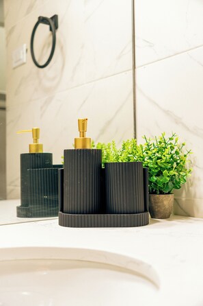 Towels, soap, toilet paper