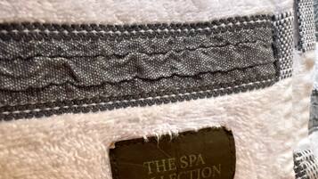 Shower, towels, soap, shampoo