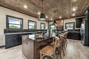 Fridge, microwave, oven, stovetop - Brand New, Ultra Lux 8BR Cabin w/ Indoor Pool & Theater, Waterpark Access, & PS5 (Sevierville)