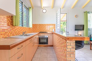 Fridge, microwave, oven, toaster