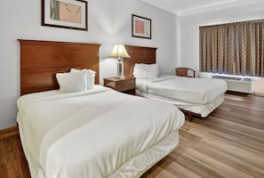 Desk, laptop workspace, free WiFi, bed sheets