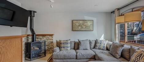 Smart TV, fireplace, computer monitors