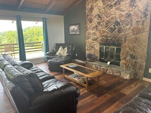 Smart TV, fireplace, table football