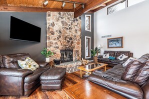 Smart TV, fireplace, table football