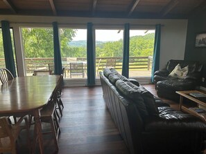 Smart TV, fireplace, foosball