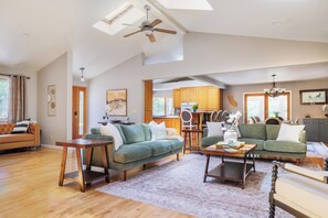 Smart TV, fireplace, video games, foosball