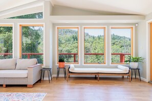 Smart TV, fireplace, video games, foosball