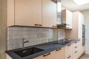 Fridge, microwave, oven, dishwasher