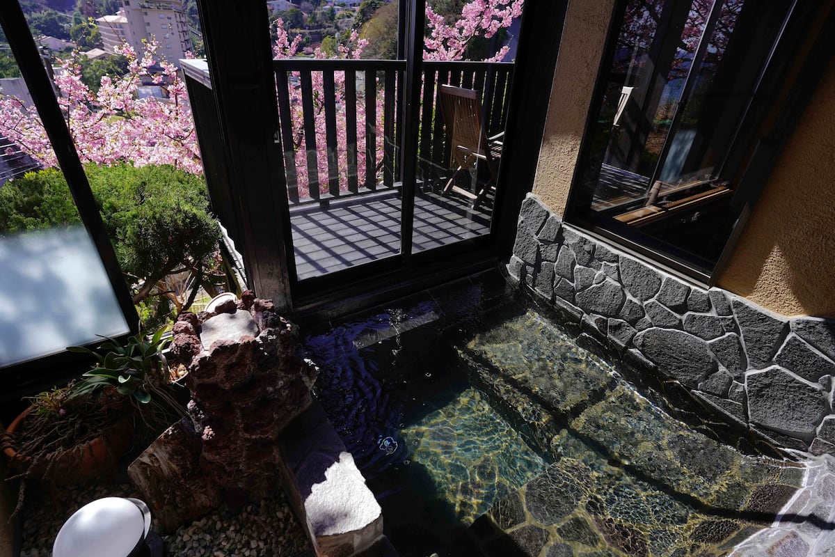 Deluxe Double Room, Balcony, Sea View | Bathroom | Separate tub and shower, spring water tub, hydromassage showerhead