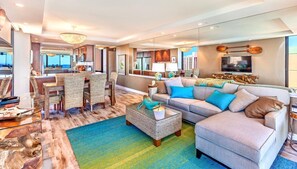 Condo (4 Bedrooms) | Living room | TV - Mahana Collection by KBM - 2 Units on same floor (1211/1219) (Kaanapali)