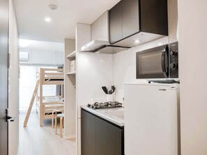 Fridge, microwave, electric kettle, highchair