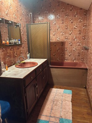 Ducha, secador de pelo, toallas y jabón