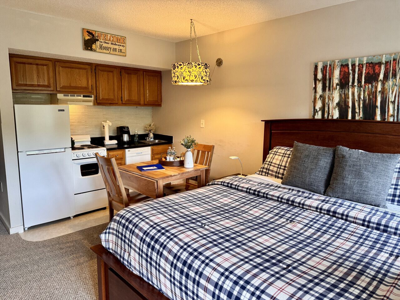 1 bedroom, desk, iron/ironing board, travel crib