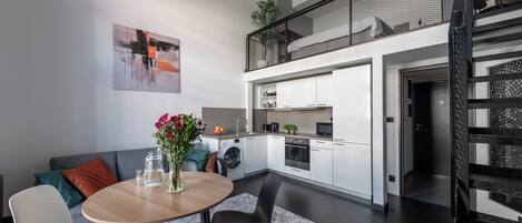 Standard Apartment, Courtyard View | Private kitchen | Coffee/tea maker