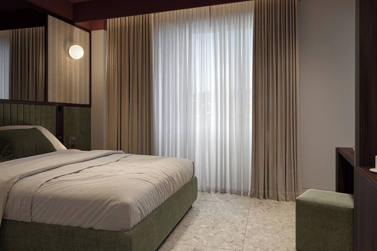 In-room safe, desk, laptop workspace, soundproofing