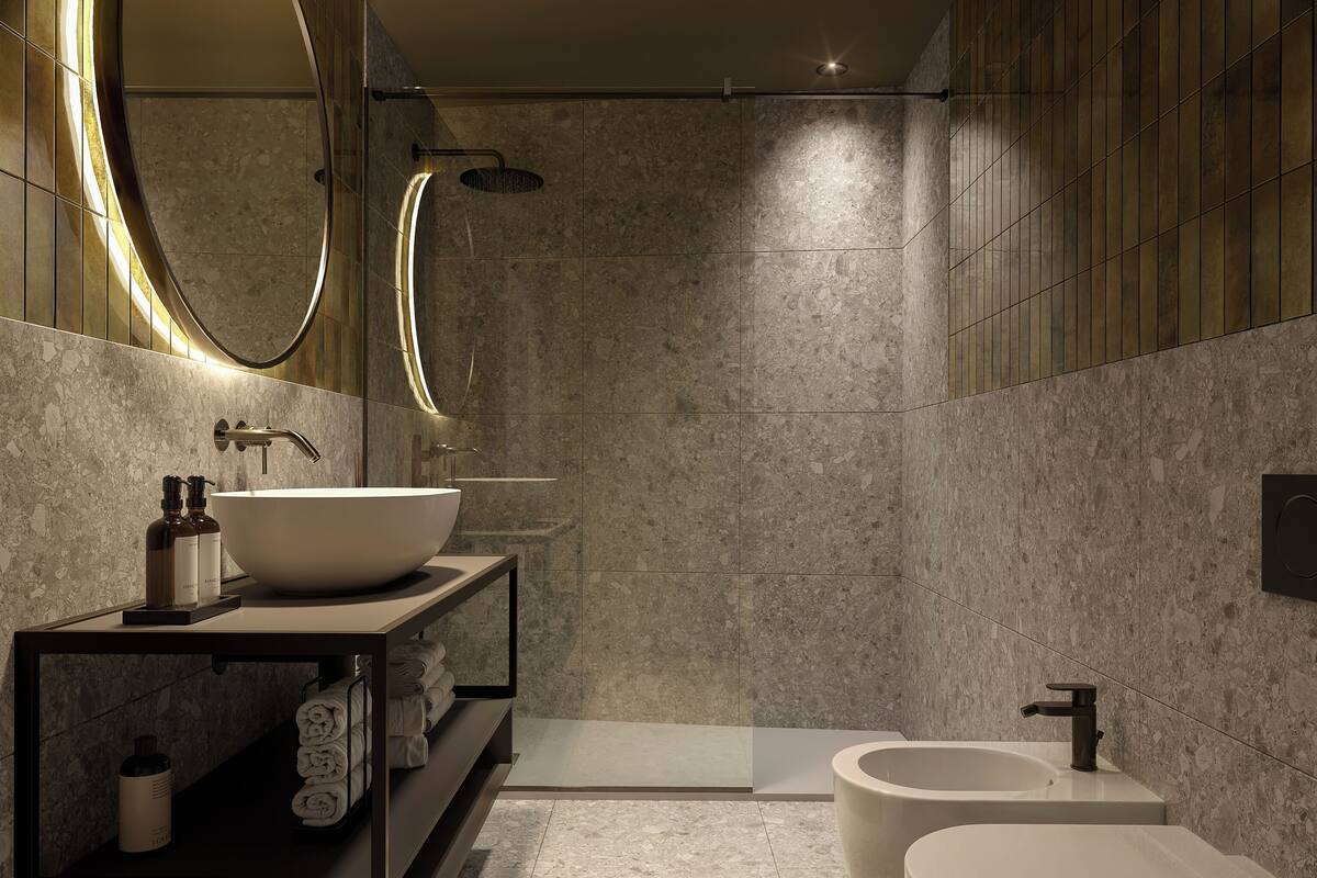Shower, towels, soap, shampoo
