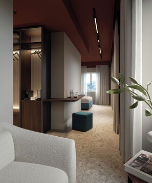 In-room safe, desk, laptop workspace, soundproofing
