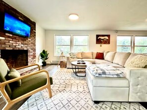 Smart TV, fireplace, video games, table football