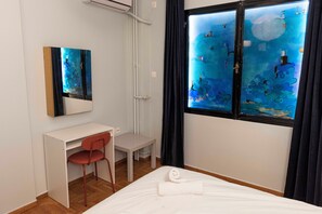 1 bedroom, iron/ironing board, WiFi, bed sheets - Modern Blue Retreat (Athina)