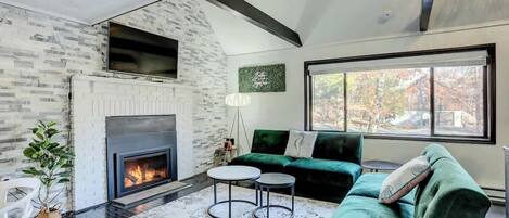 TV, fireplace, video games, offices