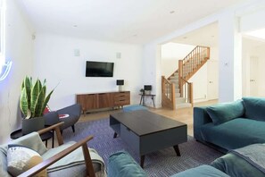 TV, fireplace, offices