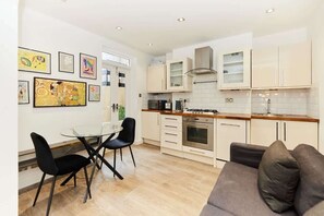 Fridge, microwave, oven, dishwasher