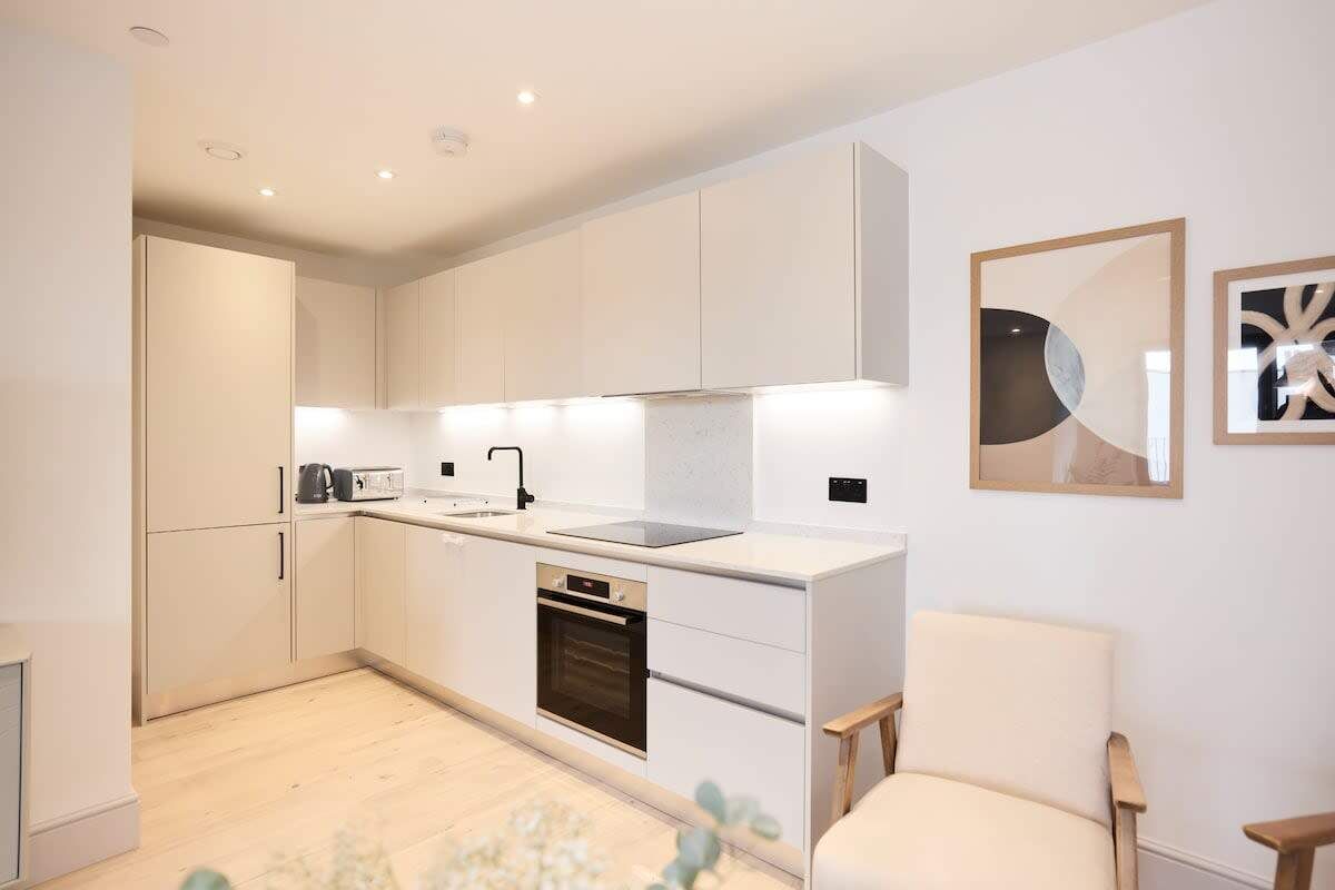 Fridge, oven, cookware/dishes/utensils