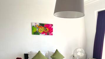Deluxe Double Room, Terrace | Desk, laptop workspace, blackout drapes, iron/ironing board