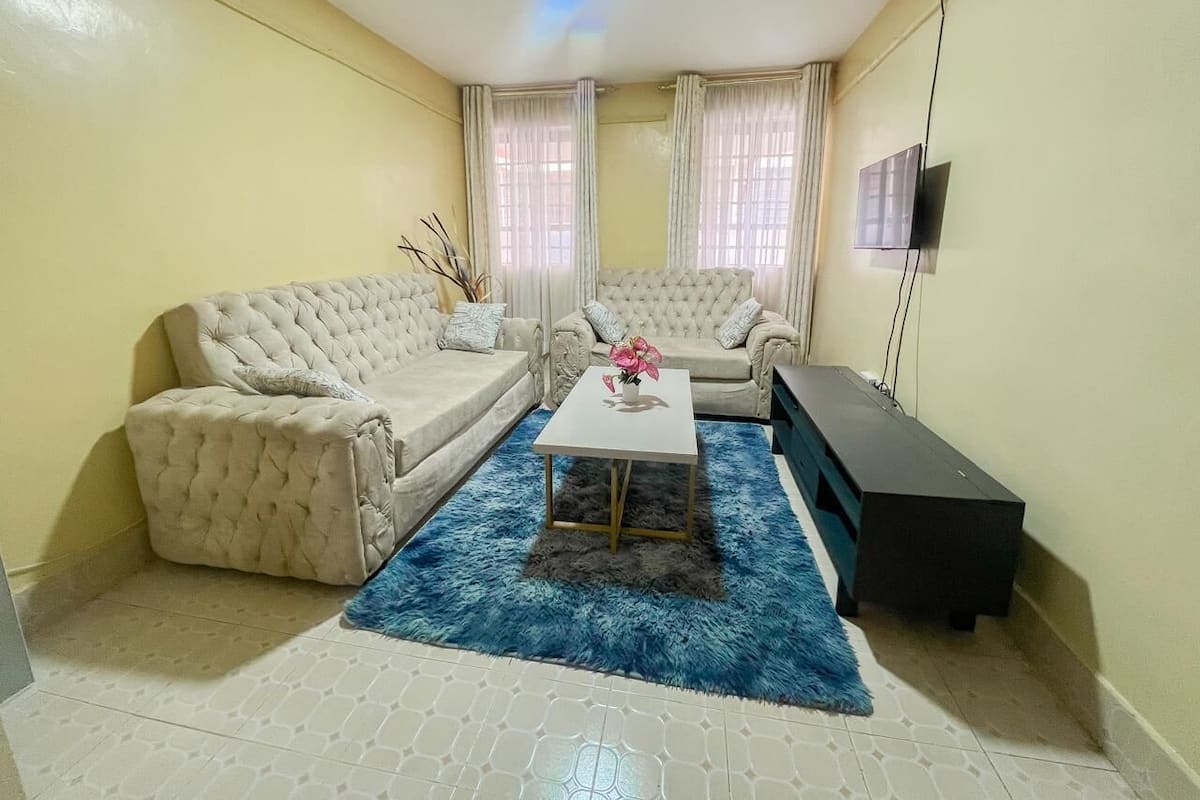 Familie appartement, uitzicht op stad | Woonruimte | Een 24-inch smart-tv met digitale zenders