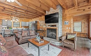 Smart TV, fireplace, DVD player, table football - Sawmill Lodge: Hot Tub, Theater, Putt Putt & Views (Sevierville)