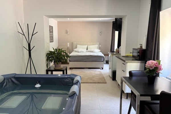 Luxury Double Room, Hot Tub, Hill View | Premium bedding, memory foam beds, desk, laptop workspace