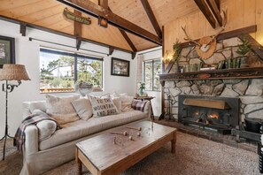 Televisión y chimenea 