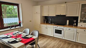 Kühlschrank, Mikrowelle, Herdplatte, Geschirrspüler