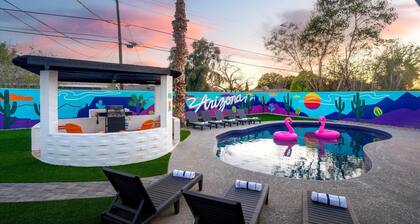 Poolside Paradise • Big Backyard • Arcade • Mural • Near ASU & Airport