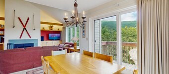 Ski-in/ski-out condo w/ balcony, mountain and valley views, pool, fireplace