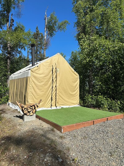 Talkeetna Hot Tents with Denali view.