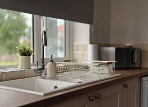 Fridge, microwave, oven, dishwasher