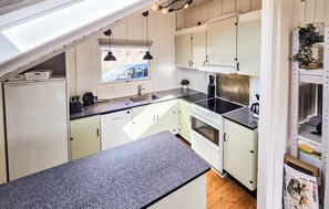 ثلاجة، موقد طهي مسطح، غسالة أطباق، ماكينة لصنع القهوة/الشاي