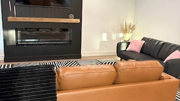 Smart TV, fireplace, video games, foosball
