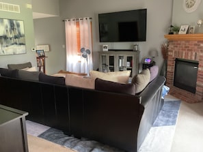 Smart TV, fireplace, DVD player