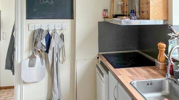 Kühlschrank, Mikrowelle, Herdplatte, Geschirrspüler