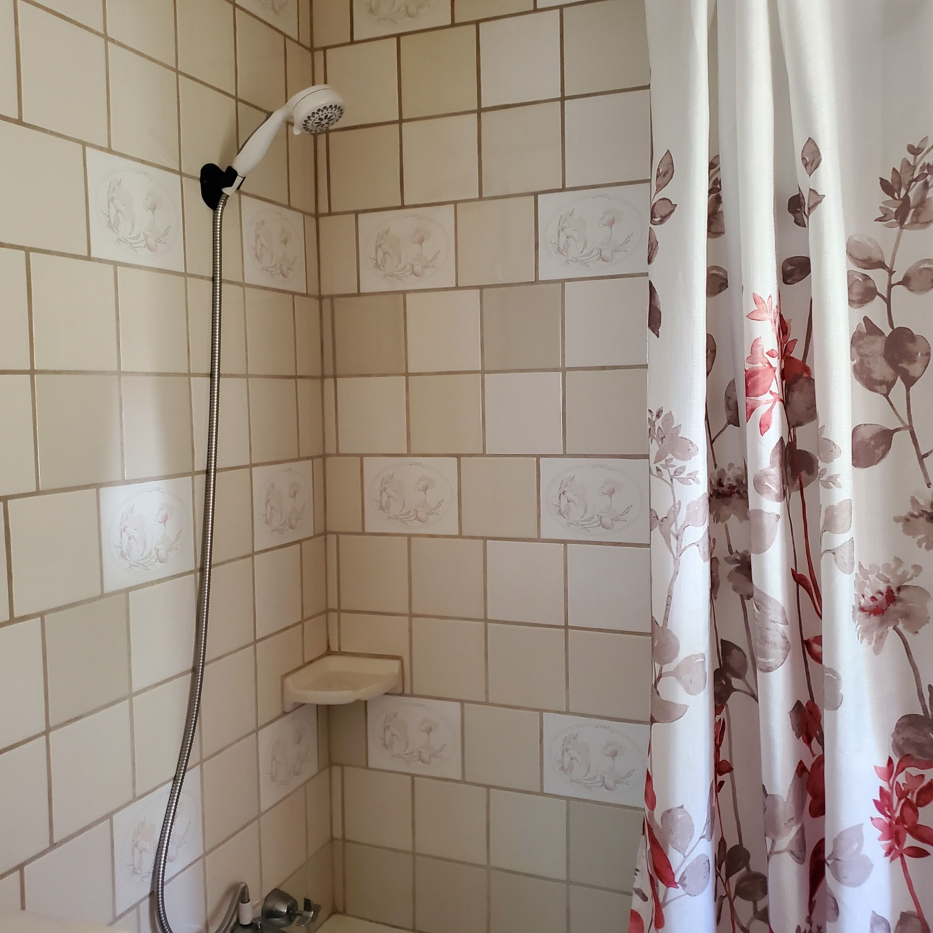 Secadora de cabello, toallas, jabón, papel de baño 