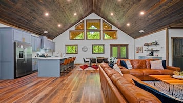 Smart TV, fireplace, ping pong