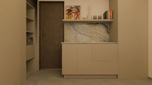 Quarto casal luxo, vista para a cidade | Minibar