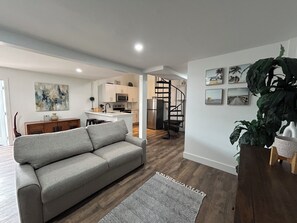 Smart TV, chimenea y libros 